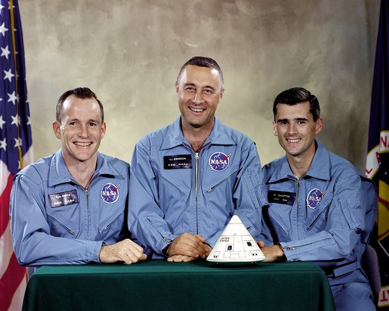 The crew of Apollo 1: Ed White, Gus Grissom, and Roger Chaffee