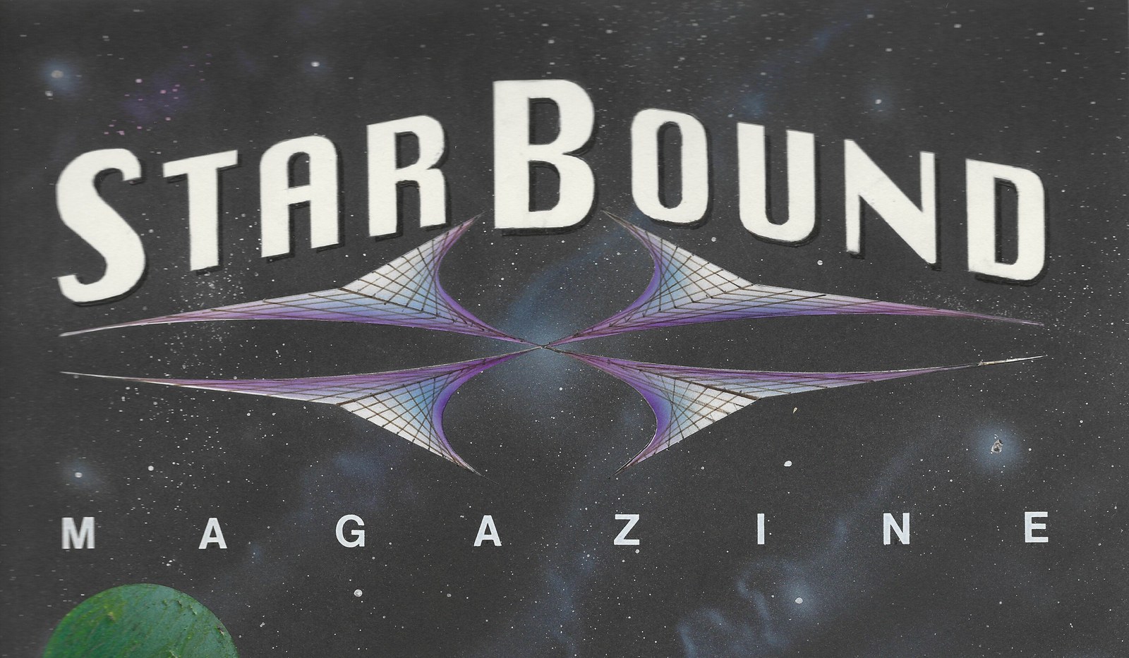 The Star Bound Magazine masthead: the words STAR BOUND in white block letters over an airbrushed starfield, a woven sail-like device beneath them, and the word MAGAZINE below that.